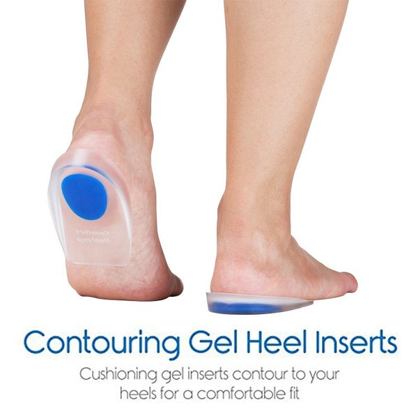 Adjustable heel cups for comfort and pain management. Adjustable heel cups for comfort and pain management.